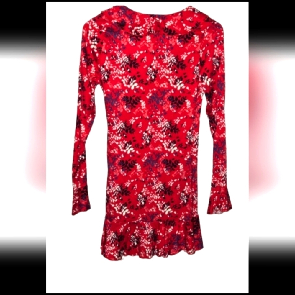 Urban Outfitters Red Floral Ruffle Trim Mini Dress - Picture 2 of 5